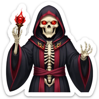Ainz Ooal Gown skeletal overlord with red glowing eyes and dark robe sticker