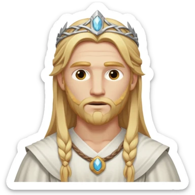 Baldr, The White God from Norse Mythology with long  golden blonde hair, white outfit sticker