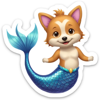 Dog with mermaid tail sticker