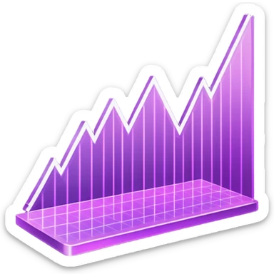 A glowing purple hologram of a line chart sticker