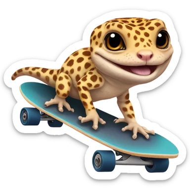 Leopard gecko riding a skateboard   sticker