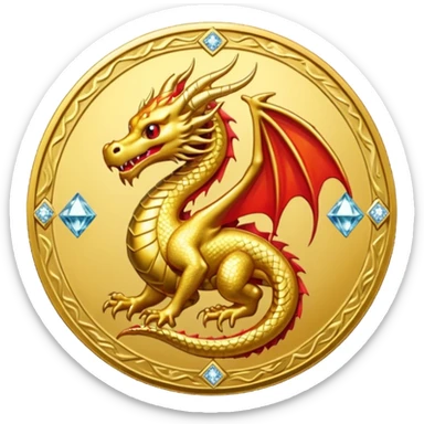 diamond coin with a dragon at the center  sticker