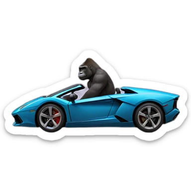 Gorilla driving a Lambo sticker