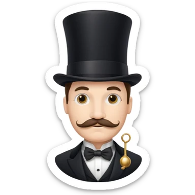 Fancy man with top hat and mustache with fancy look on his face and monocle on his eye sticker