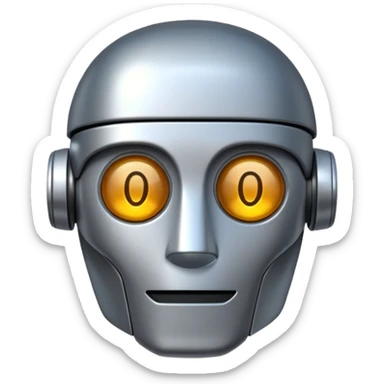 A robot shaped emoji for labeling AI generated content as AI generated. In place of the face, there should be the text A.I. sticker