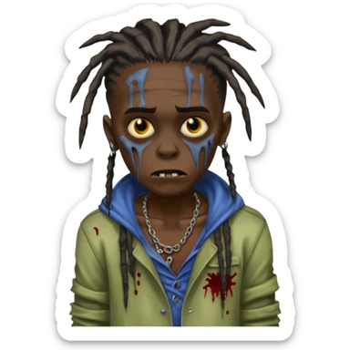 darkskin zombie boy with dreads sticker