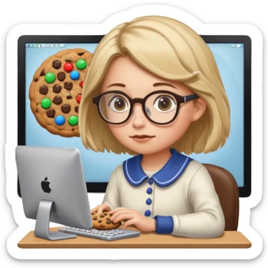 cookie clicker addict girl at computer sticker