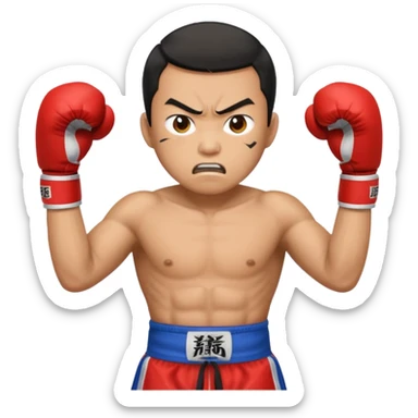 click that wong sze man face in thai boxing with angry face 20 times sticker