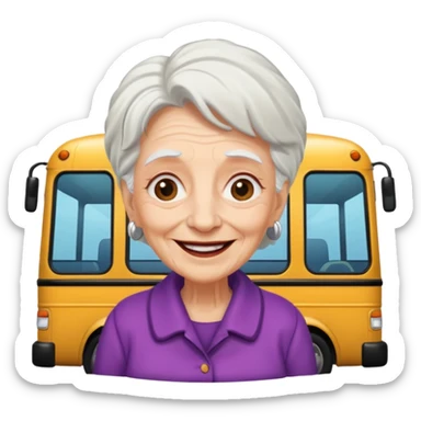 Une vieille dame folle descendant d’un bus  sticker