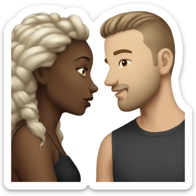 White men and black girl kiss sticker
