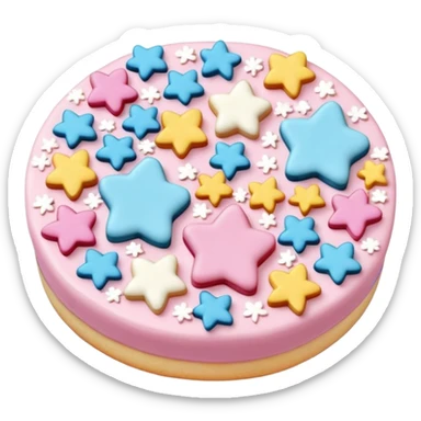 small scatter of colorful sprinkles, sugar pearls, and tiny fondant shapes (stars, hearts, flowers), glossy pastel and bright tones, textures vary smooth crunchy or soft, delicately detailed shapes, soft lighting, subtle shadows, transparent background, emoji scale sticker