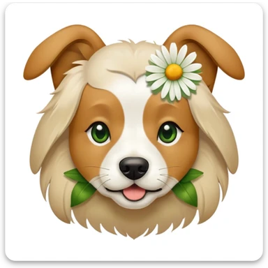 Un perro con una margarita en la boca  sticker