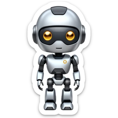 futuristic AI agent robot with digital features sticker