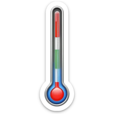 A straight thermometer has 5 colors on it, no round ball or circle at first  sticker