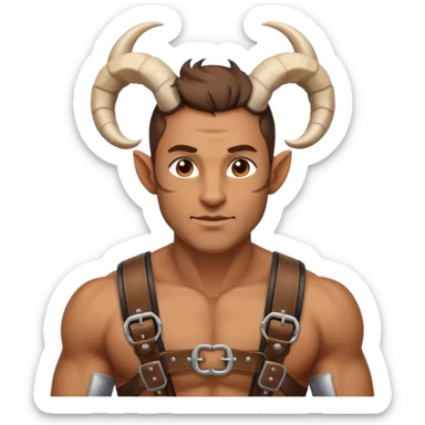 man with goat horn sticker