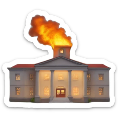 a school in fire sticker