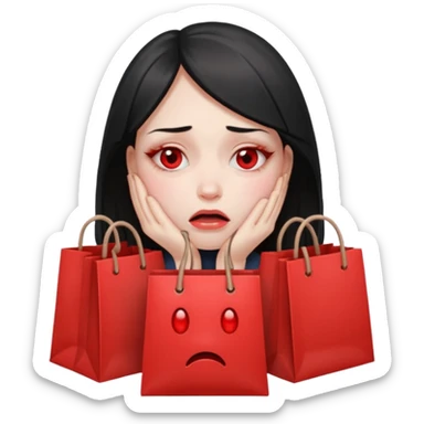 girl sobbing with bags under her eyes  sticker