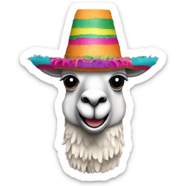 colorful llama-shaped pinata with mexico hat sticker