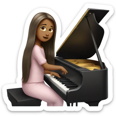 piano girl with long hair playing piano  sticker