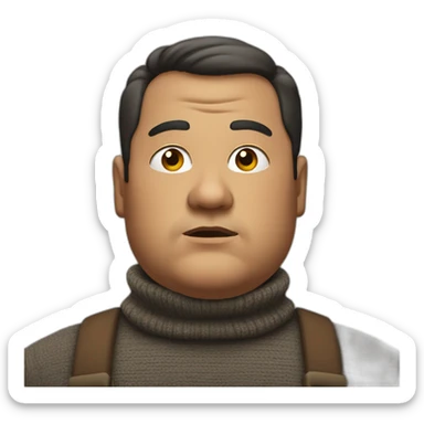 serious fat man in turtleneck sticker