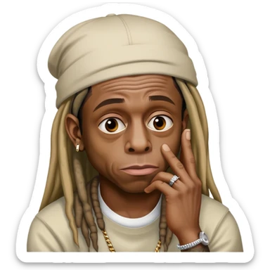 lil wayne thinking with hand on face sticker