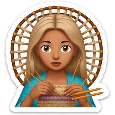 Mujer tejiendo sticker