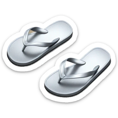 Realistic metallic silver flip flops. sticker