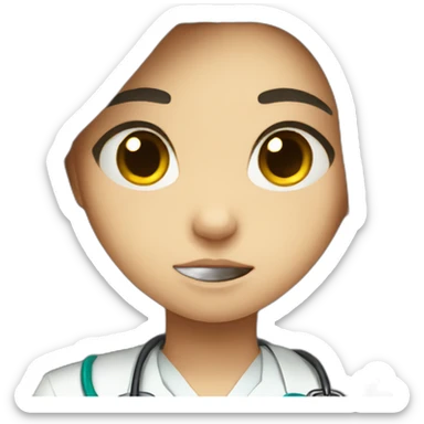 crying doctor girl with dark hair sticker