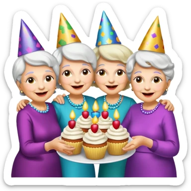 Grandmas dancing in disco party eating cupcakes  sticker