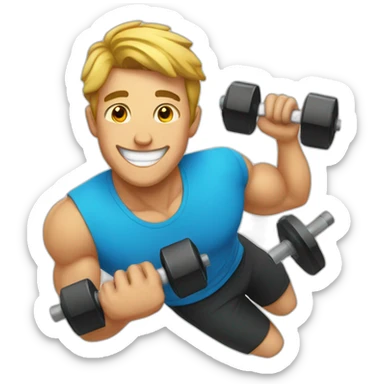 with smiling guy workout in gym sticker
