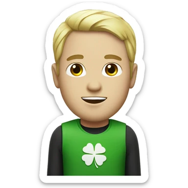white man with four leaf clover sticker