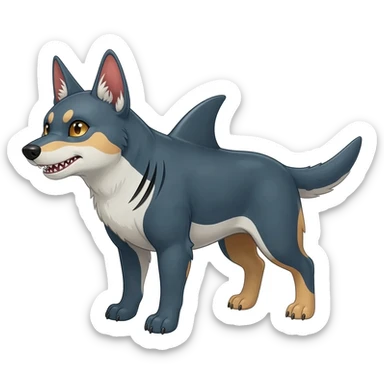 Cool 4-legged digitigrade edgy furry realistic Landhai-Shark-canine-Sharpedo-Hyena-hybrid-animal-Pokémon-Fakemon-fusion-creature  sticker