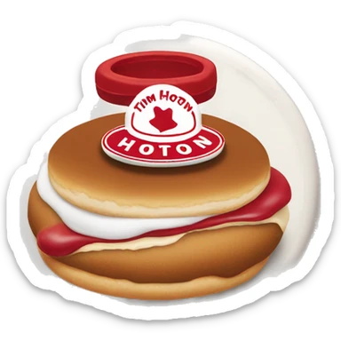 “Tim Hortons store with a red and white color scheme, featuring the classic Tim Hortons logo, a warm and welcoming design that represents a popular coffee and donut shop.” sticker