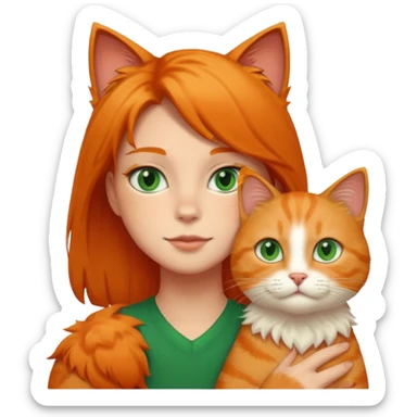 person with cat on their shoulder sticker