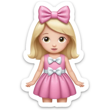 baby Pink also white bow with sparkles  sticker