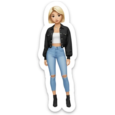 Hailey bieber cheveux court blond court et voir tout son corps sticker