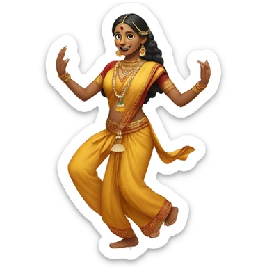 Indian woman in traditional clothes dances.  format portrait sticker