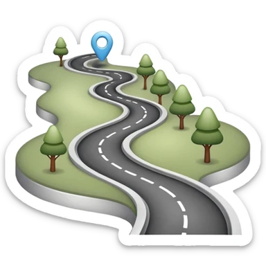Clean roadmap icon emoji with curved path and milestones, modern corporate style sticker