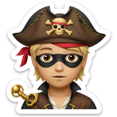 light brown hispanic boy with blond hair that is dressed as a pirate sticker