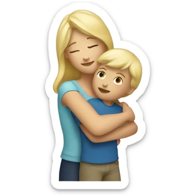 blonde woman hugging child sticker