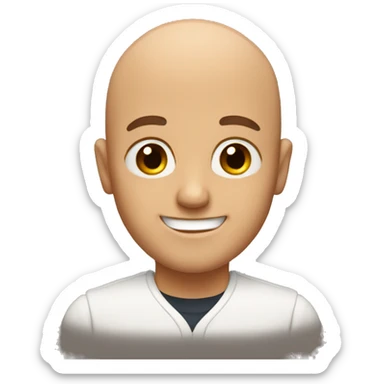 A bald man with brown eyes and a smile  sticker