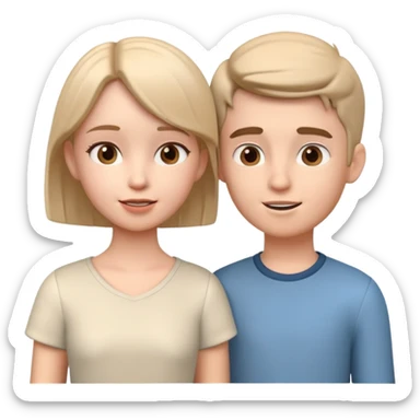 generate realistic detailed boy and girl talks 3d style  sticker