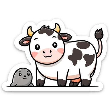 cow & seal  sticker