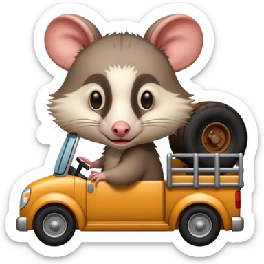 opossum driving a truck sticker