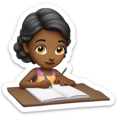 girl writing a book sticker