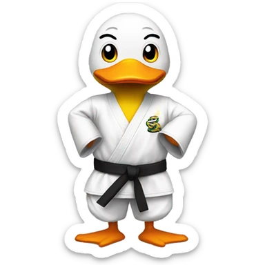 duck in a karate uniform sticker