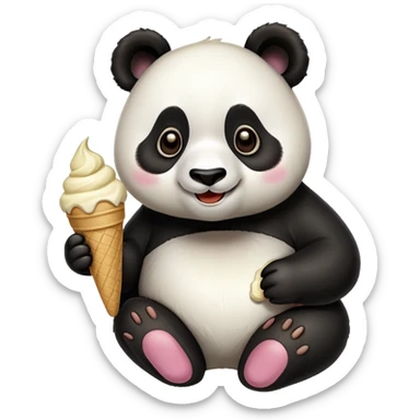 Panda eating ice cream sticker