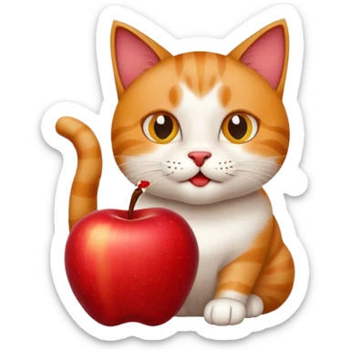 Elma yiyen kedi sticker