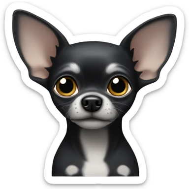 Black chihuahua with grey hair on snout and paws sticker
