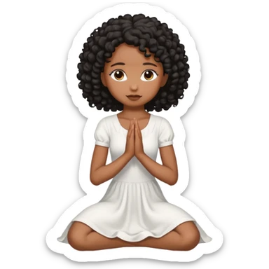 Black girl praying on knees black curls sticker